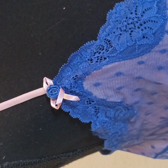 Vintage European Boutique Lingerie Blue/pink Lace Chemise Set Size Medium - Picture 4 of 15